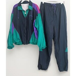 Vintage Givenchy Track Suit Windbreaker Men's Large Blue Green Pink Colorblock